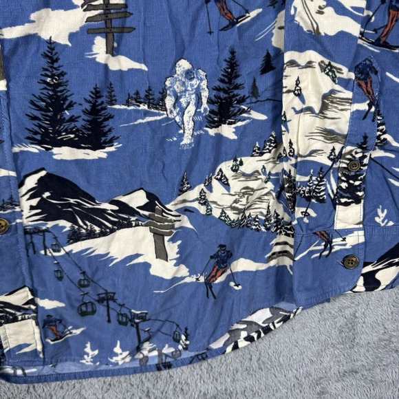 Faherty Corduroy Shirt Mens 2XL All Over Print Winter Ski Hike Mountain Snow - Picture 8 of 16